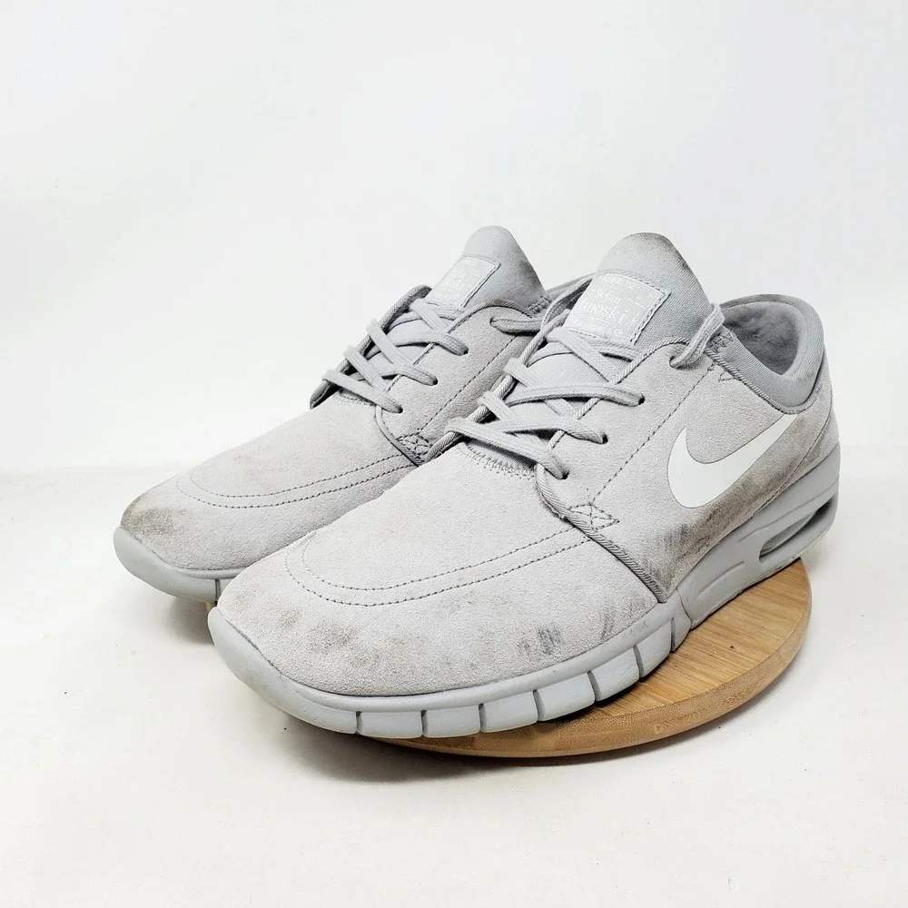 Nike SB Stefan Janoski Max Shoes Mens 10 Grey Leather Lace Up Sneakers